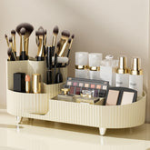 Booklov rotating makeup organizer front view for quick access to cosmetics.