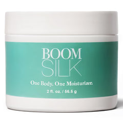 Boomsilk face moisturizer jar offers all-in-one hydration for aging skin.