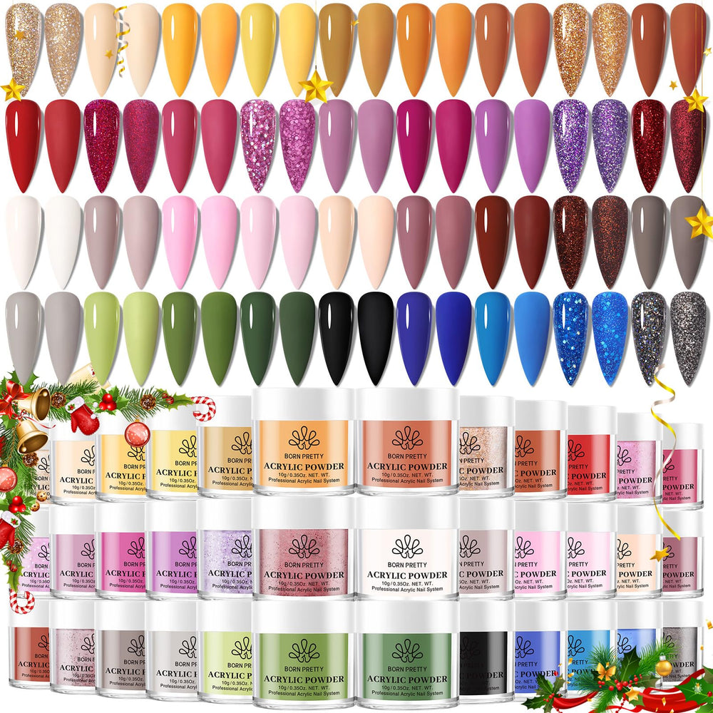 Born Pretty acrylic powder 36 colors fall/winter swatches for vibrant, long-lasting nails