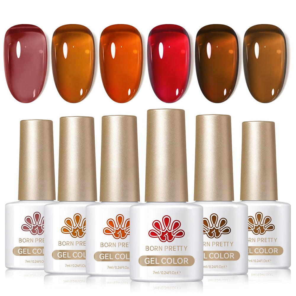 Born Pretty Amber Crystal jelly gel polish for a crystal shine on fall nails.
