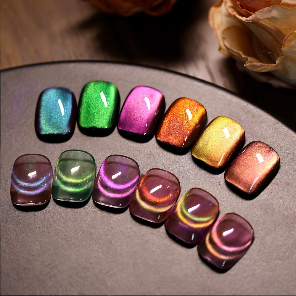Born Pretty cat magnetic-eye pink gel polish delivers a bold cat-eye shimmer.