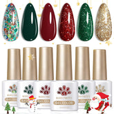 Born Pretty Christmas gel nail polish green glitter bottle provides festive shimmer for holiday nails.