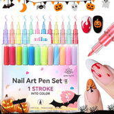 Born Pretty nail art pens 12-color set for bold Halloween designs.