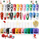 Born Pretty nail stamping polish 12 color collection displays vibrant pigments for crisp designs.
