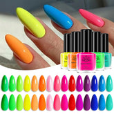 Born Pretty Neon Nail Polish Set bottle row with bold neon shades for statement nails.