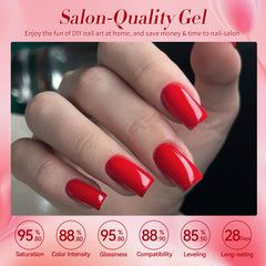 Born Pretty red gel manicure in fall-winter tones demonstrates durable color and glossy finish