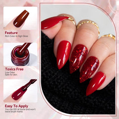 Born Pretty red-yellow glitter gel polish adds sparkly accents and standout shine