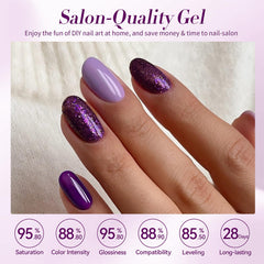 Born Pretty Purple Gel Nail Polish Set glitter bottle captures sparkle for decorative manicures