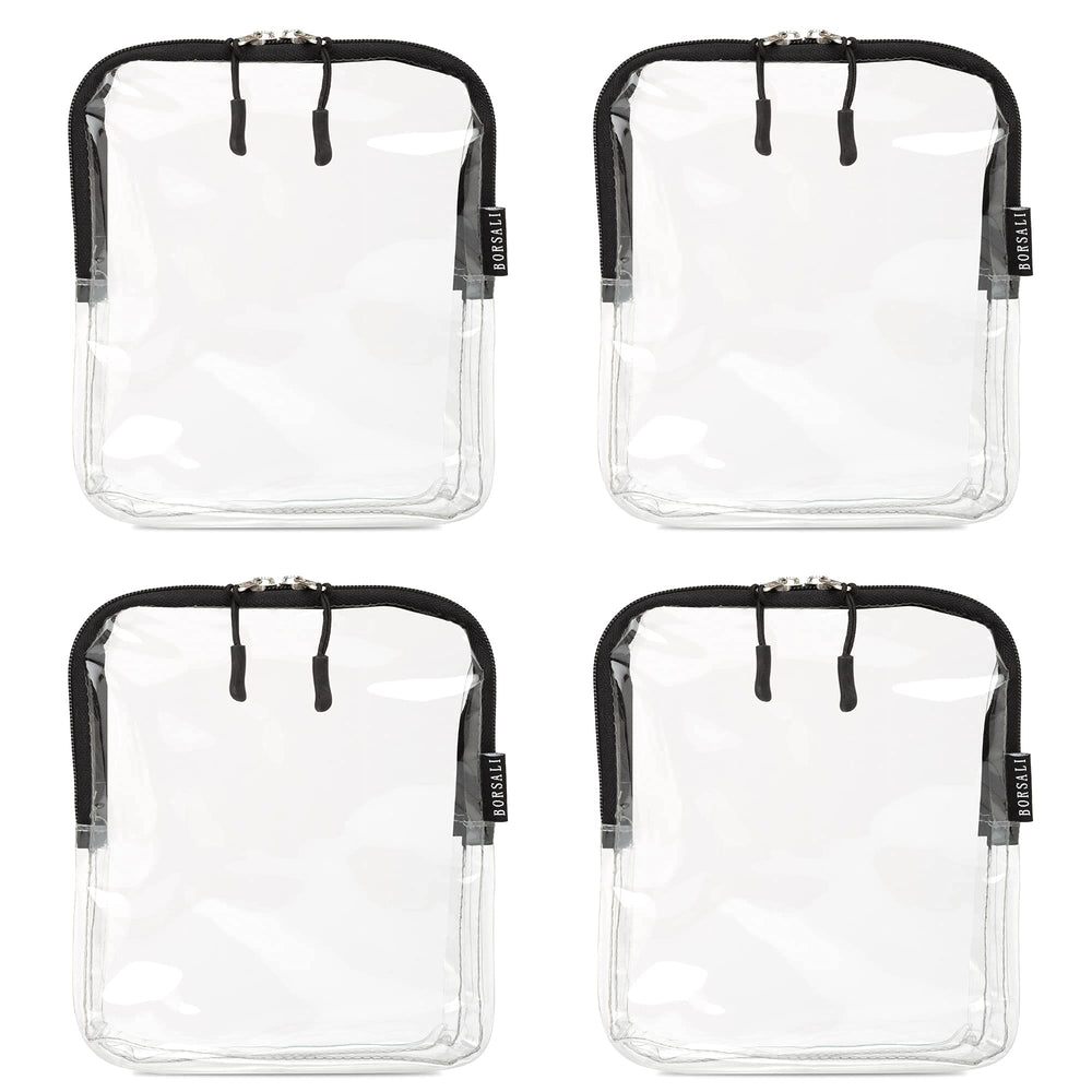 BORSALI quart-size bag front view shows TSA-friendly design for quick security checks.