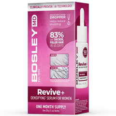 BosleyMD Revive+ bottle ready for daily scalp treatment toward fuller-looking hair