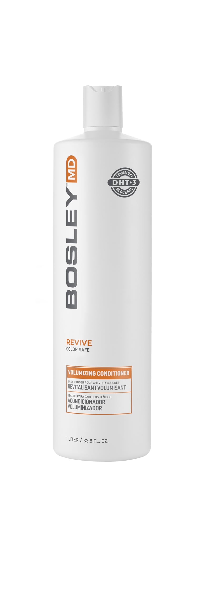 BosRevive volume conditioner bottle enables fuller-looking hair daily.