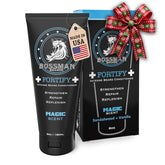 Bossman Fortify Intense Beard Conditioner bottle closeup, showcasing thicker formula for a fuller beard.