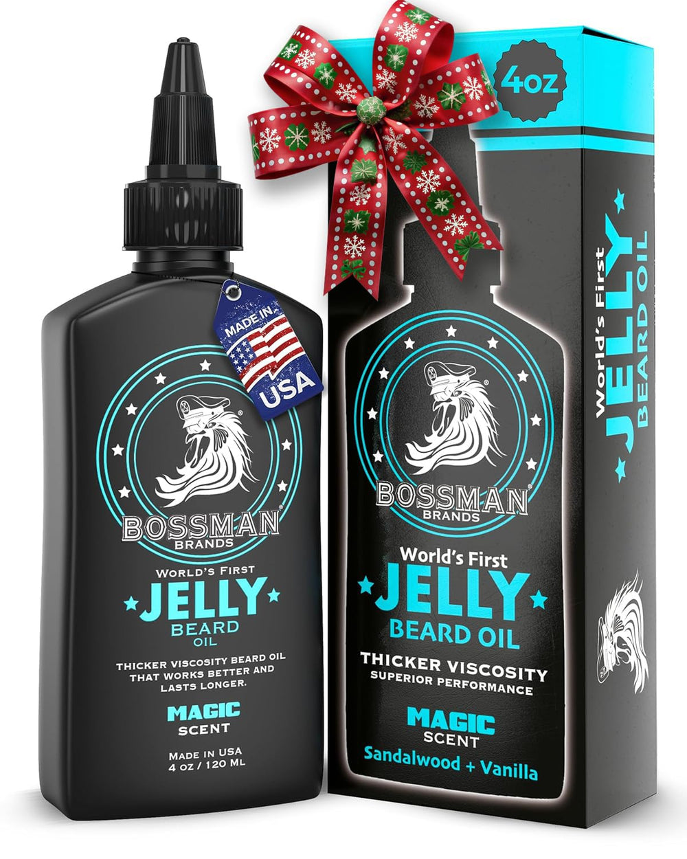 Bossman Jelly Beard Oil bottle with Magic Scent delivers lasting beard moisture