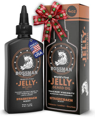 Bossman Jelly Beard Oil Stagecoach pour demonstrates hydration for a fuller beard