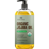 Botanic Hearth Organic Jojoba Oil 8oz bottle for deep moisture and quick absorption