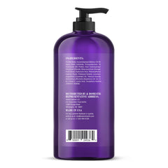 Botanic Hearth purple shampoo lavender oil detail emphasizes calming fragrance.