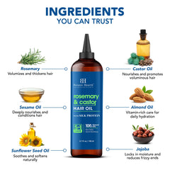 Botanic Hearth Rosemary & Castor Hair Oil silk-protein moisture nourishes and smooths.