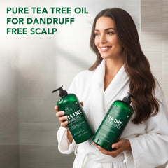 Botanic Hearth Tea Tree Oil drops emphasize pure oil for scalp care.