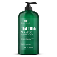 Botanic Hearth Tea Tree Shampoo bottle with purifying formula for scalp comfort