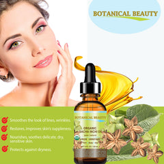 Botanical Beauty Sacha Inchi Oil dropper ideal for precise, non-greasy facial application