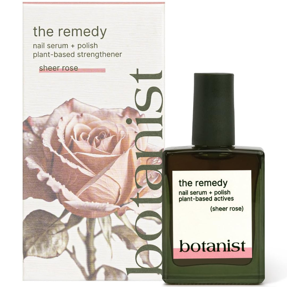 Botanist Nails The Remedy rose bottle showcases nourishing plant-based polish