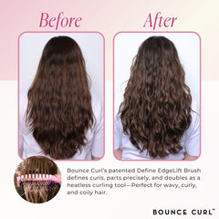 Bounce Curl Define EdgeLift Brush closeup bristles deliver gentle glide and reduced breakage.