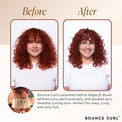 Bounce Curl Define EdgeLift Brush precision-parting handle enabling heatless curling.