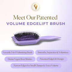 Bounce Curl Volume EdgeLift Brush top-view highlights precision for bangs and layers.
