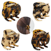 BOUNIQ hair clip leopard coffee closeup for secure daily styling.