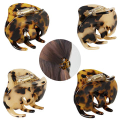 BOUNIQ hair clip leopard coffee closeup for secure daily styling.