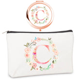 BoutikPro rose-gold monogram compact mirror front view for personalized gifting.