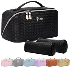 BOYATU L03 black makeup bag front view showing sleek PU leather