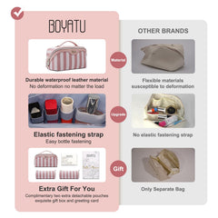 BOYATU large capacity PU leather makeup bag fits daily essentials securely.