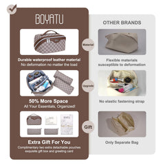 BOYATU large makeup organizer with compartments, handle, and divider for versatile travel use.