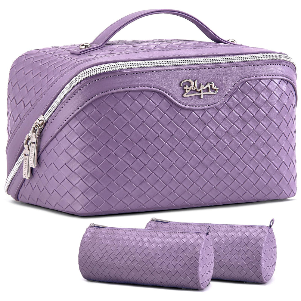 BOYATU travel makeup bag L01 purple front view, compact and on-the-go essentials.