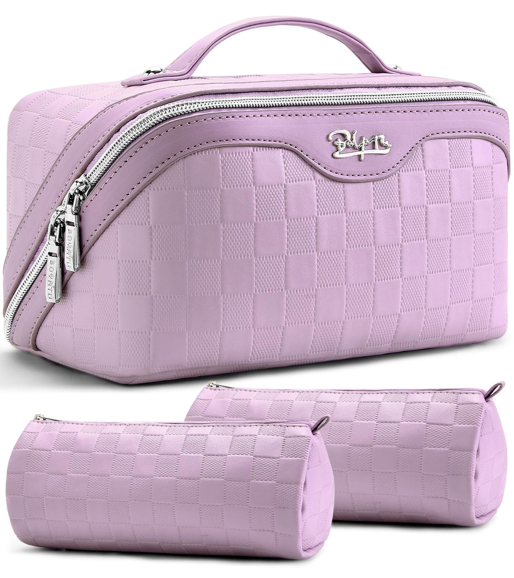 BOYATU travel makeup bag set with compartments keeps cosmetics organized on trips
