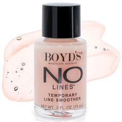 Boyd’s No Lines bottle-application shows instant wrinkle smoothing on skin