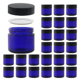 BPFY 2oz blue glass jar with lid, ideal for travel toiletries and skincare samples.
