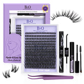 B&Qaugen Flora Lash Clusters Kit box shows complete DIY lash set for easy at-home application.