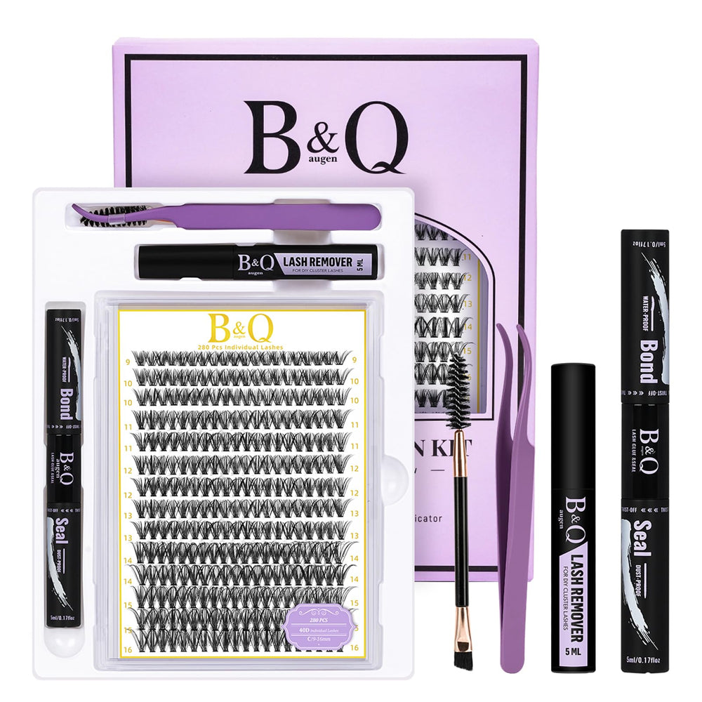 B&Qaugen lash clusters kit tray closeup for easy at-home lash styling.