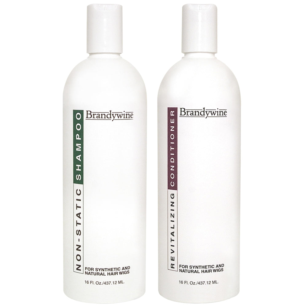 Brandywine Non Static Shampoo bottle pour for wigs providing residue-free cleansing.
