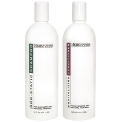 Brandywine Non Static Shampoo bottle pour for wigs providing residue-free cleansing.