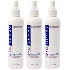 Brandywine wig spray bottle close-up demonstrates non-aerosol convenience for wigs.