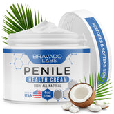 Bravado Labs Premium Penile Health Creme bottle for daily moisturization of sensitive skin.