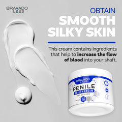 Bravado Labs Premium Penile Health Creme texture closeup shows non-greasy feel.