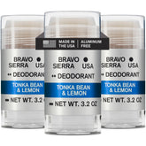 Bravo Sierra Tonka Bean & Lemon deodorant bottle – long-lasting protection for daily wear