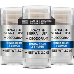 Bravo Sierra Tonka Bean & Lemon deodorant bottle – long-lasting protection for daily wear