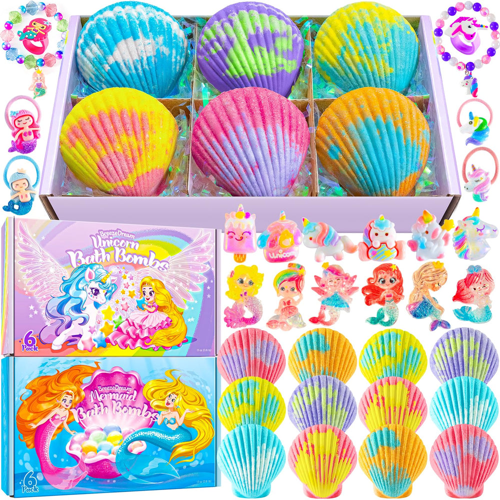 BreezeDream Shell Bath Bombs Mermaid Box offers imaginative bath time with themed toys.