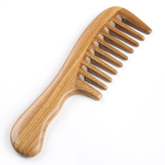 Breezelike sandalwood hair comb in use detangling without static