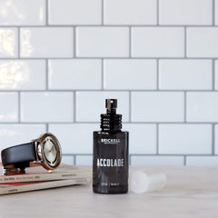 Brickell Accolade bottle on wood surface ideal for daily wear.